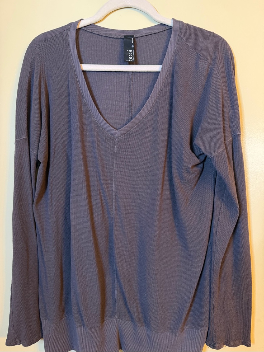 bobi V-Neck Long Sleeve Top in Dusty Brown